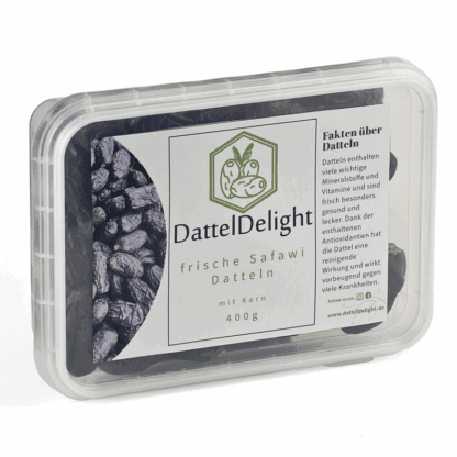 400 g Packung Safawi-Datteln – dunkle Premium-Datteln mit intensiver Süße und weicher Textur