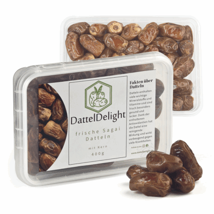 400 g Packung Sagai-Datteln – zweifarbige Premium-Datteln mit fester Schale und karamelligem Geschmack
